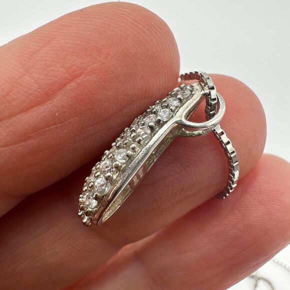 SALE! Dainty CZ drop shaped sterling silver pendant on a 20" box chain necklace! - Picture 12 of 16